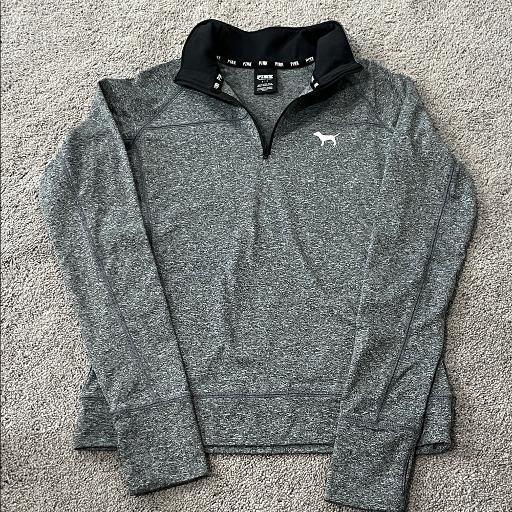 PINK Victoria's Secret Gray Quarter-Zip Sweatshirt